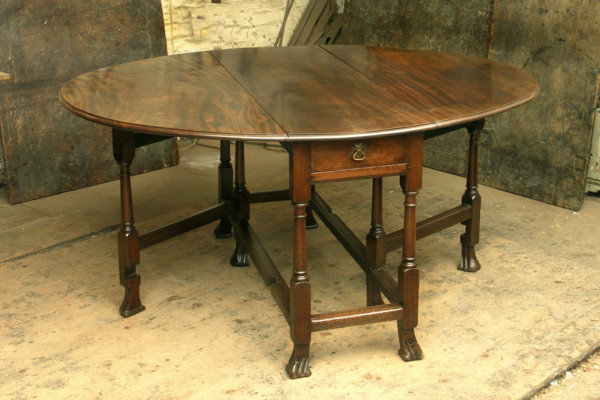 A Rare Late-17th Century Black Walnut Drop Leaf Table