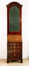 A Rare early George I Period Mahogany single door 'bonnet top' Bureau Bookcase A Rare early George I Period Mahogany single door 'bonnet top' Bureau Bookcase