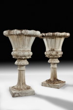 A Pair of Early 19th Century Carved Vases A Pair of Early 19th Century Carved Vases